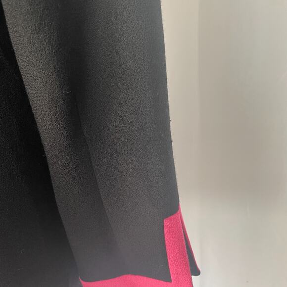 Vintage Dress Size 12 Black Pink Mod Retro 100% Wool Long Sleeve Office Minimal - Picture 9 of 16
